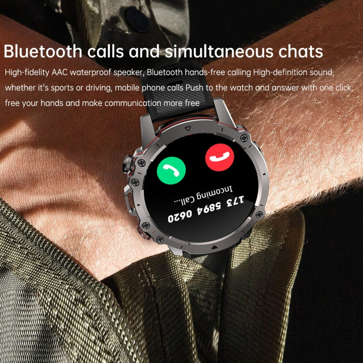 AK56 IP67 BT5.1 1.43inch Smart Watch Support Voice Call / Health Monitoring, Style:Silicone Strap(Silver) by buy2fix