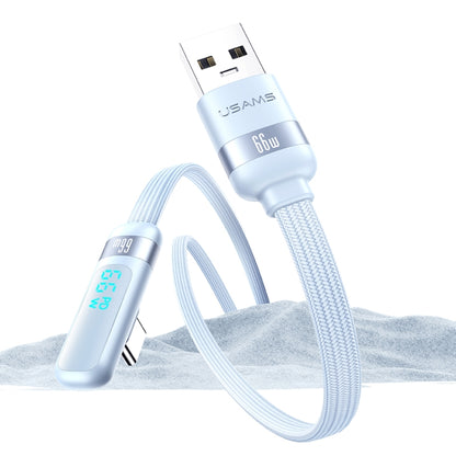USAMS US-SJ651 6A USB to USB-C/Type-C Aluminum Alloy Digital Display Fast Charging Elbow Data Cable, Length: 1.2m(Purple) - USB-C & Type-C Cable by USAMS | Online Shopping UK | buy2fix