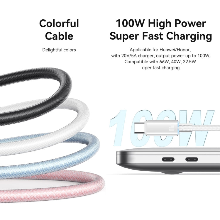 USAMS Type-C To Type-C Aluminum Alloy Clear LED 100W Fast Charge Data Cable, Length:1.2m(Black) - USB-C & Type-C Cable by USAMS | Online Shopping UK | buy2fix