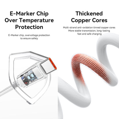 USAMS Type-C To Type-C Aluminum Alloy Clear LED 100W Fast Charge Data Cable, Length:1.2m(White) - USB-C & Type-C Cable by USAMS | Online Shopping UK | buy2fix