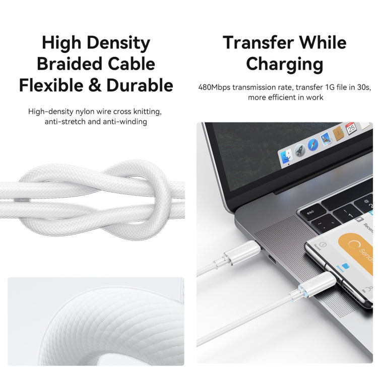USAMS Type-C To Type-C Aluminum Alloy Clear LED 100W Fast Charge Data Cable, Length:1.2m(Black) - USB-C & Type-C Cable by USAMS | Online Shopping UK | buy2fix