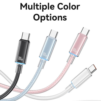 USAMS Type-C To Type-C Aluminum Alloy Clear LED 100W Fast Charge Data Cable, Length:1.2m(Black) - USB-C & Type-C Cable by USAMS | Online Shopping UK | buy2fix