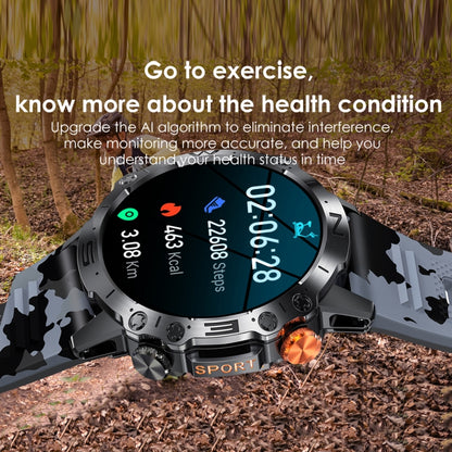 K59 IP67 BT5.0 1.43inch Smart Watch Support Voice Call / Sleep Detection(Camo Blue) by buy2fix