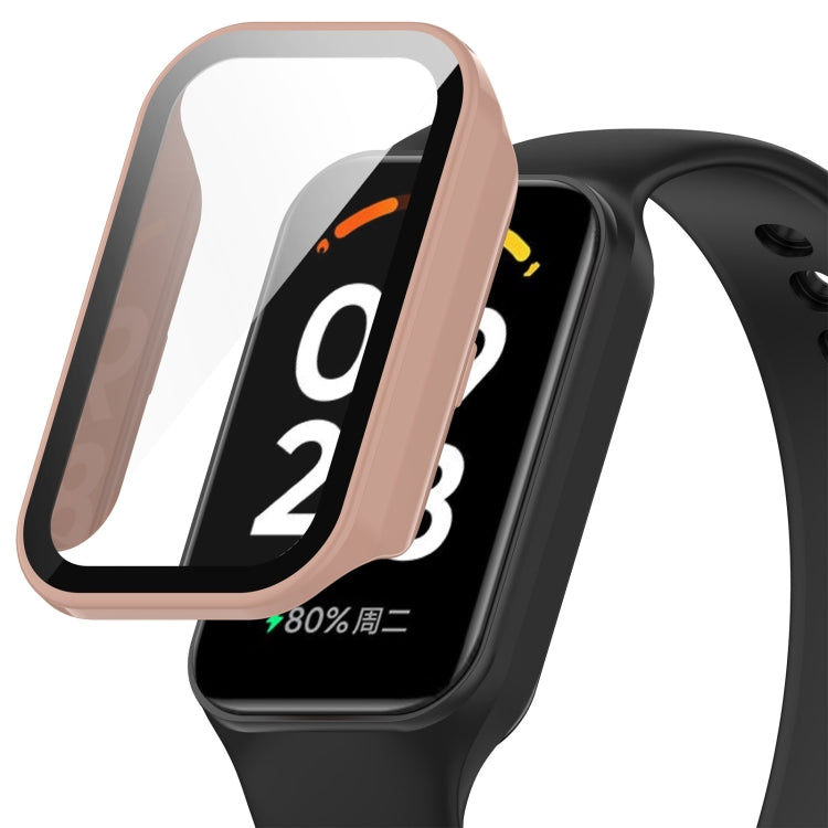 For Xiaomi Smart Band 8 Active / Redmi Band 2 PC + Tempered Film Integrated Watch Protective Case(Pink) - Watch Cases by buy2fix | Online Shopping UK | buy2fix