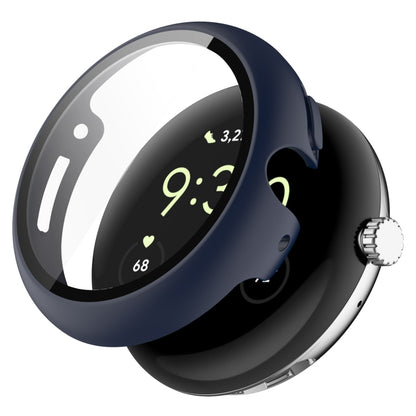 For Google Pixel Watch 2 PC + Tempered Film Integrated Watch Protective Case(Midnight Blue) - Watch Cases by buy2fix | Online Shopping UK | buy2fix