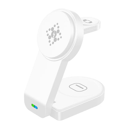 B-23 3 in 1 Foldable Magnetic Wireless Charger Phone Holder, Plug:UK Plug(White) by buy2fix