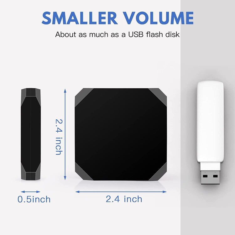 USB + USB-C / Type-C Wired to Wireless Carplay Adapter(Black) by buy2fix