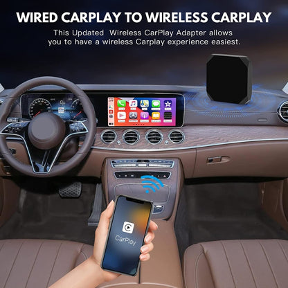 USB + USB-C / Type-C Wired to Wireless Carplay Adapter(Black) by buy2fix