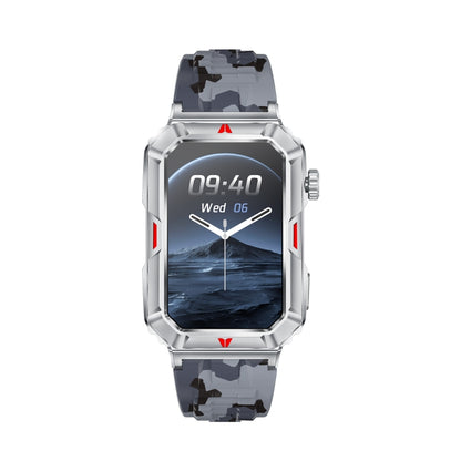 CF26 1.57inch BT5.2 Smart Bracelet Support Sleep Detection, Style:Silicone Strap(Camo Silver) by buy2fix