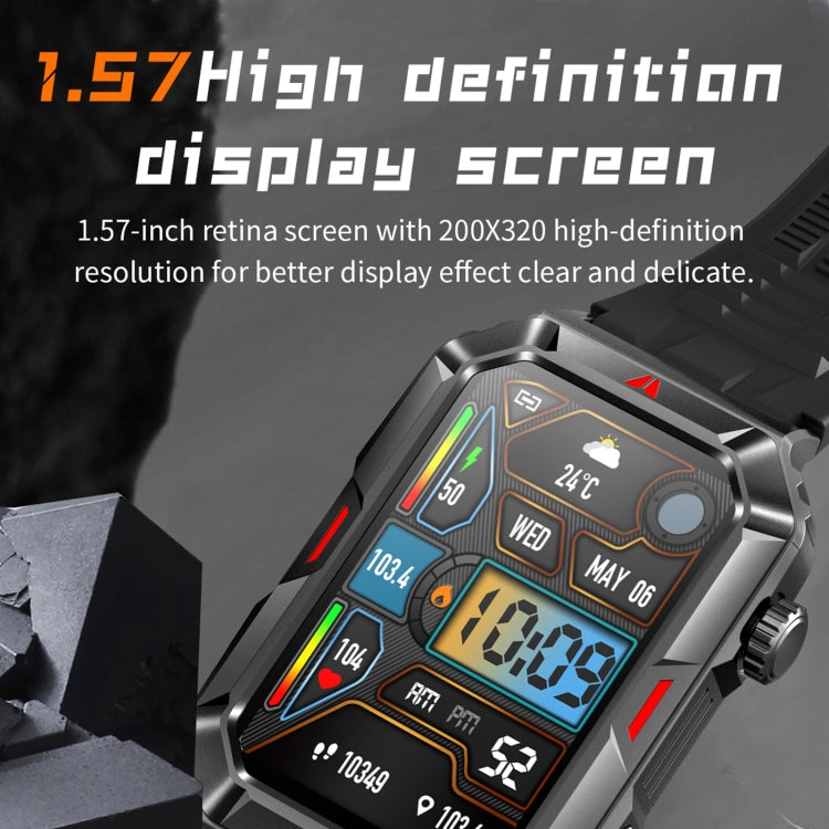 CF26 1.57inch BT5.2 Smart Bracelet Support Sleep Detection, Style:Silicone Strap(Camo Silver) by buy2fix