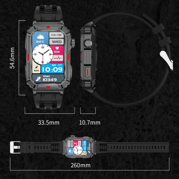 CF26 1.57inch BT5.2 Smart Bracelet Support Sleep Detection, Style:Silicone Strap(Camo Silver) by buy2fix