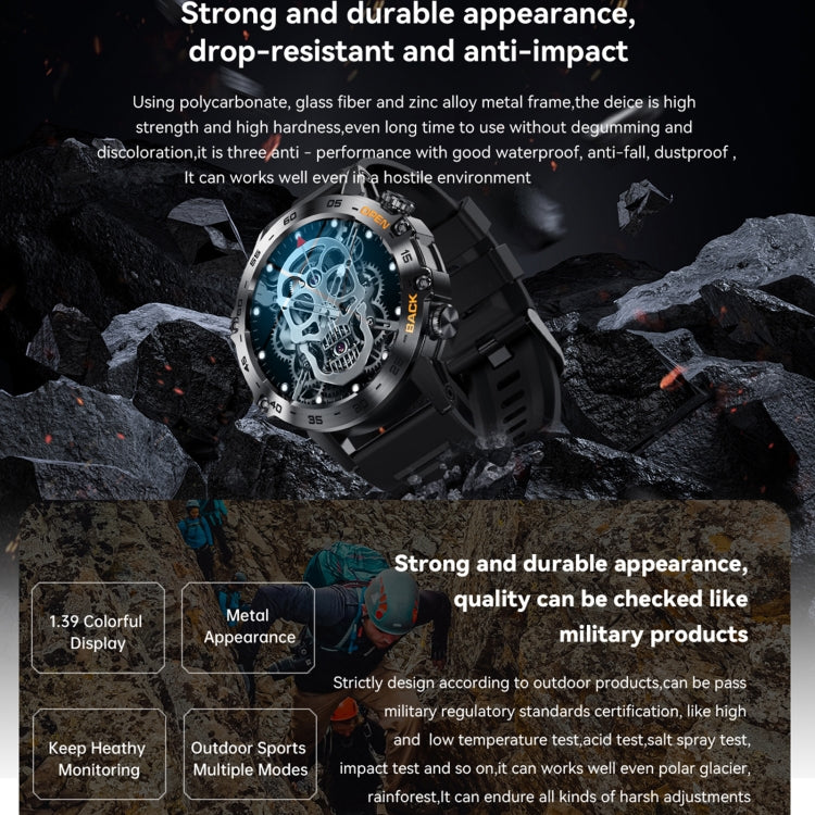 K52 1.39inch BT5.0 Smart Watch Support Heart Rate/ Sleep Detection(Black) by buy2fix