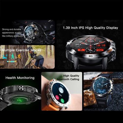 K52 1.39inch BT5.0 Smart Watch Support Heart Rate/ Sleep Detection(Black) by buy2fix