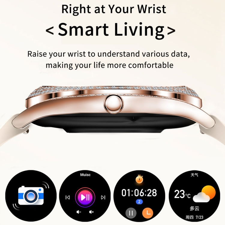 V66 1.28inch BT5.0 Smart Watch Support Heart Rate/ Sleep Detection, Style:Steel Strap(Gold) by buy2fix