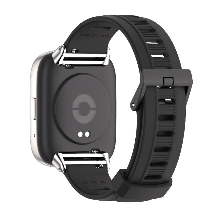 For Redmi Watch 3 Lite / Watch 3 Active Mijobs Flat Hole Breathable TPU Watch Band(Black+Silver) - Watch Bands by MIJOBS | Online Shopping UK | buy2fix