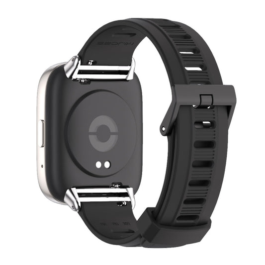 For Redmi Watch 3 Lite / Watch 3 Active Mijobs Flat Hole Breathable TPU Watch Band(Black+Silver) - Watch Bands by MIJOBS | Online Shopping UK | buy2fix