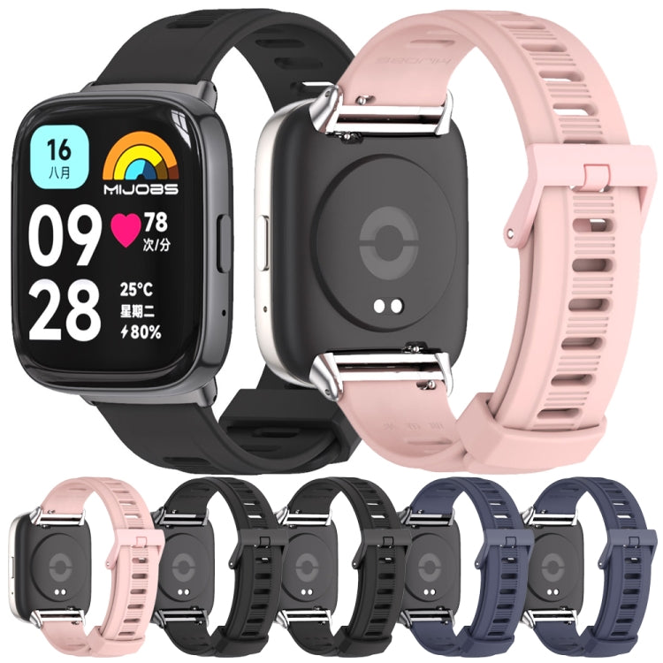 For Redmi Watch 3 Lite / Watch 3 Active Mijobs Flat Hole Breathable TPU Watch Band(Black+Silver) - Watch Bands by MIJOBS | Online Shopping UK | buy2fix
