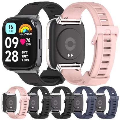 For Redmi Watch 3 Lite / Watch 3 Active Mijobs Flat Hole Breathable TPU Watch Band(Black+Silver) - Watch Bands by MIJOBS | Online Shopping UK | buy2fix