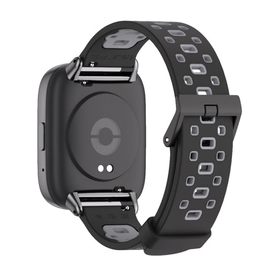 For Redmi Watch 3 Lite / Watch 3 Active Mijobs Square Hole Breathable TPU Watch Band(Black Grey) - Watch Bands by MIJOBS | Online Shopping UK | buy2fix