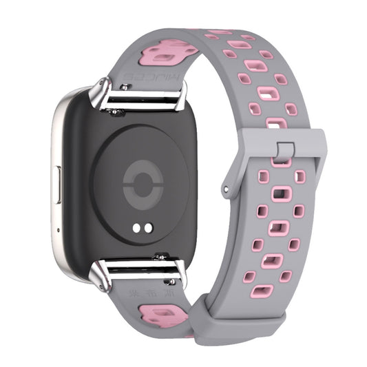 For Redmi Watch 3 Lite / Watch 3 Active Mijobs Square Hole Breathable TPU Watch Band(Grey Pink) - Watch Bands by MIJOBS | Online Shopping UK | buy2fix