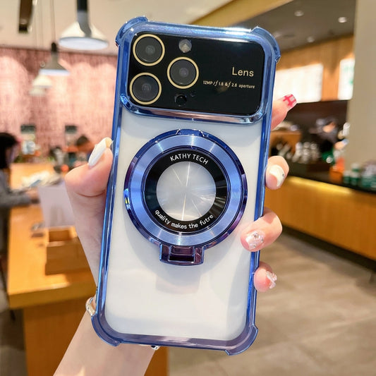 For iPhone 13 Pro MagSafe Holder Shockproof TPU Phone Case with Lens Film(Blue) - iPhone 13 Pro Cases by buy2fix | Online Shopping UK | buy2fix