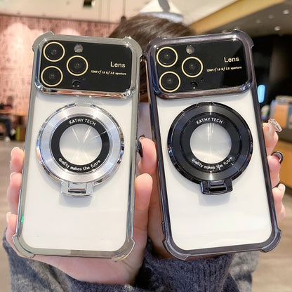 For iPhone 11 MagSafe Holder Shockproof TPU Phone Case with Lens Film(Silver) - iPhone 11 Cases by buy2fix | Online Shopping UK | buy2fix