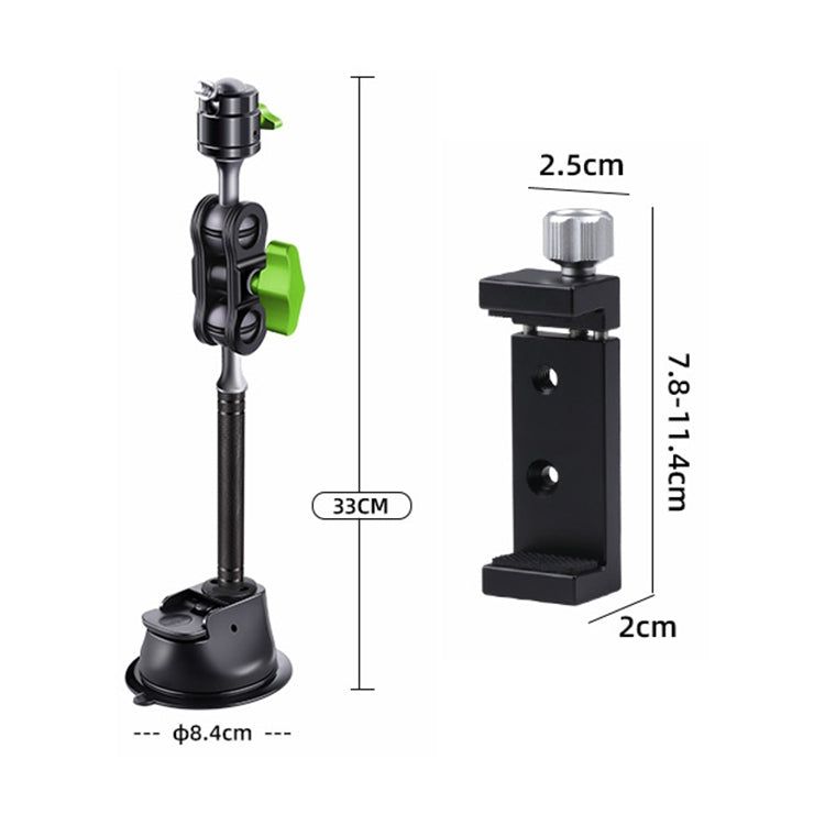 Single Suction Cup Pea Clamp Arm Holder 33cm with Metal Phone Clamp by buy2fix