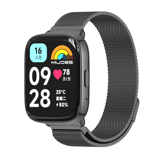 For Redmi Watch 3 Lite / Watch 3 Active Mijobs Milan Magnetic Metal Watch Band(Black) - Watch Bands by MIJOBS | Online Shopping UK | buy2fix