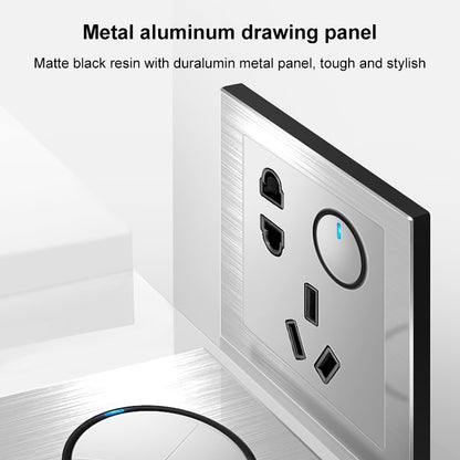 86mm Gray Aluminum Wire Drawing LED Switch Panel, Style:One Open Multiple Control by buy2fix