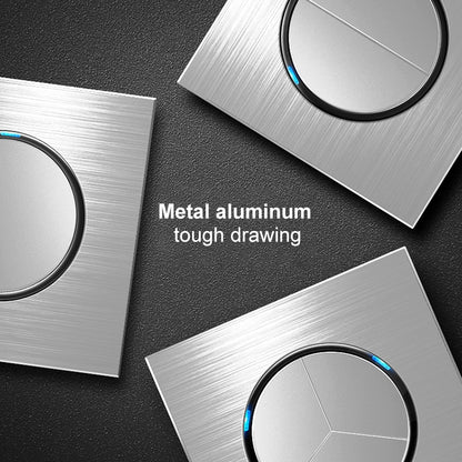 86mm Gray Aluminum Wire Drawing LED Switch Panel, Style:One Open Multiple Control by buy2fix