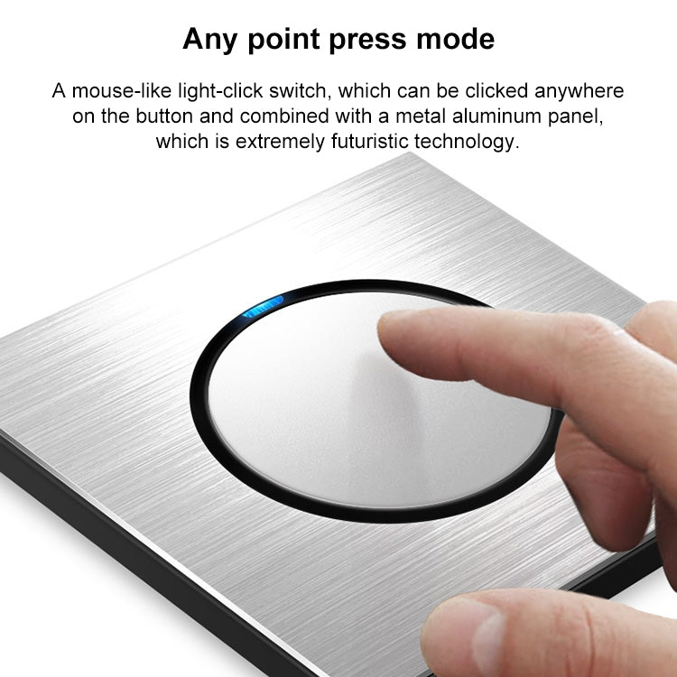 86mm Gray Aluminum Wire Drawing LED Switch Panel, Style:Dual Computer Socket by buy2fix