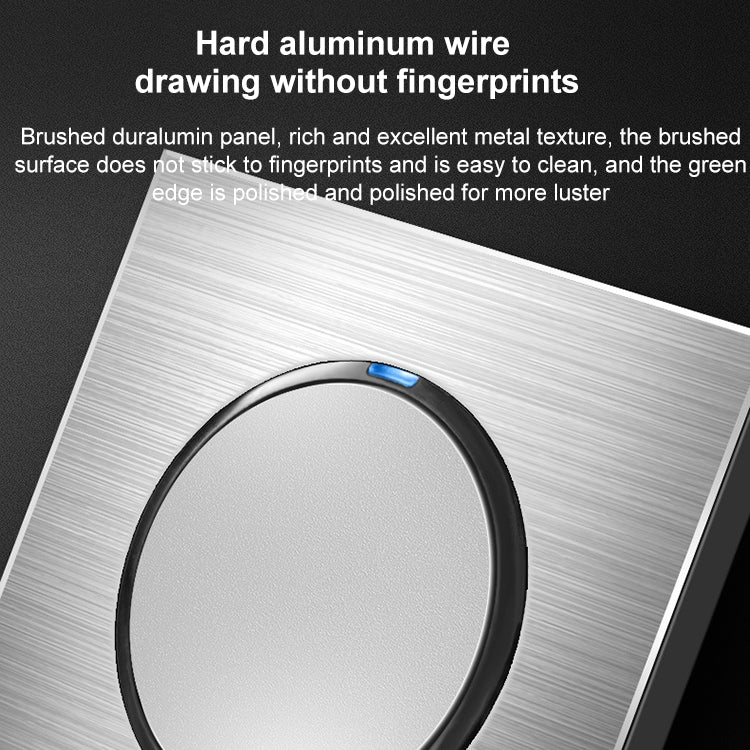 86mm Gray Aluminum Wire Drawing LED Switch Panel, Style:Dual Computer Socket by buy2fix