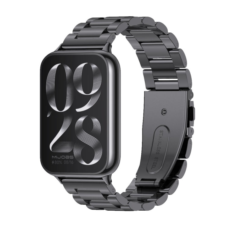 For Xiaomi Smart Band 9 Pro / 8 Pro Mijobs Three Beads Stainless Steel Watch Band(Black) - Watch Bands by MIJOBS | Online Shopping UK | buy2fix