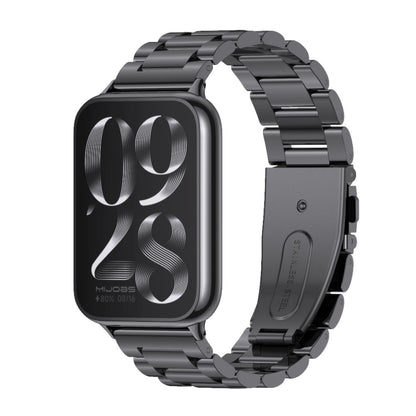 For Xiaomi Smart Band 9 Pro / 8 Pro Mijobs Three Beads Stainless Steel Watch Band(Black) - Watch Bands by MIJOBS | Online Shopping UK | buy2fix