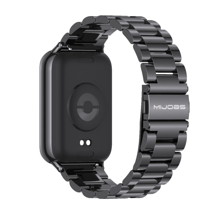 For Xiaomi Smart Band 9 Pro / 8 Pro Mijobs Three Beads Stainless Steel Watch Band(Black) - Watch Bands by MIJOBS | Online Shopping UK | buy2fix