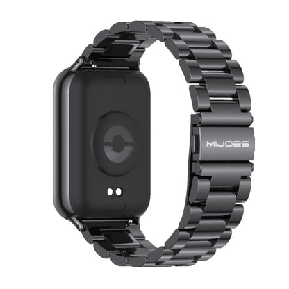 For Xiaomi Smart Band 9 Pro / 8 Pro Mijobs Three Beads Stainless Steel Watch Band(Black) - Watch Bands by MIJOBS | Online Shopping UK | buy2fix