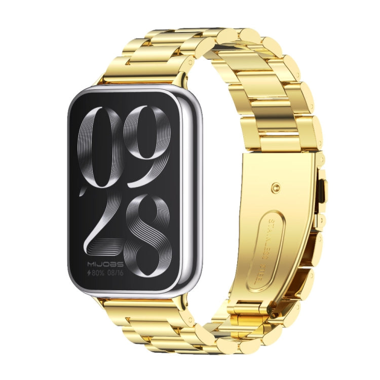 For Xiaomi Smart Band 9 Pro / 8 Pro Mijobs Three Beads Stainless Steel Watch Band(Gold) - Watch Bands by MIJOBS | Online Shopping UK | buy2fix