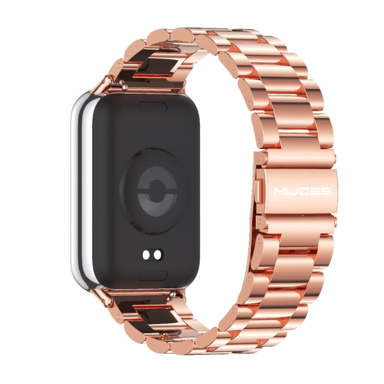 For Xiaomi Smart Band 9 Pro / 8 Pro Mijobs Three Beads Stainless Steel Watch Band(Rose Gold) - Watch Bands by MIJOBS | Online Shopping UK | buy2fix
