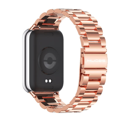 For Xiaomi Smart Band 9 Pro / 8 Pro Mijobs Three Beads Stainless Steel Watch Band(Rose Gold) - Watch Bands by MIJOBS | Online Shopping UK | buy2fix