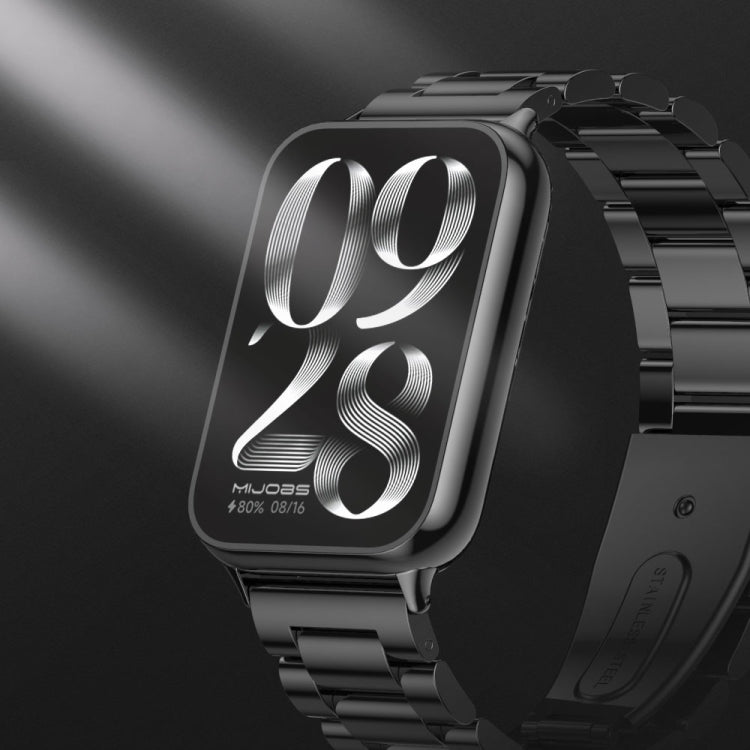 For Xiaomi Smart Band 9 Pro / 8 Pro Mijobs Three Beads Stainless Steel Watch Band(Black) - Watch Bands by MIJOBS | Online Shopping UK | buy2fix