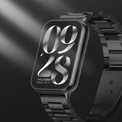 For Xiaomi Smart Band 9 Pro / 8 Pro Mijobs Three Beads Stainless Steel Watch Band(Black) - Watch Bands by MIJOBS | Online Shopping UK | buy2fix