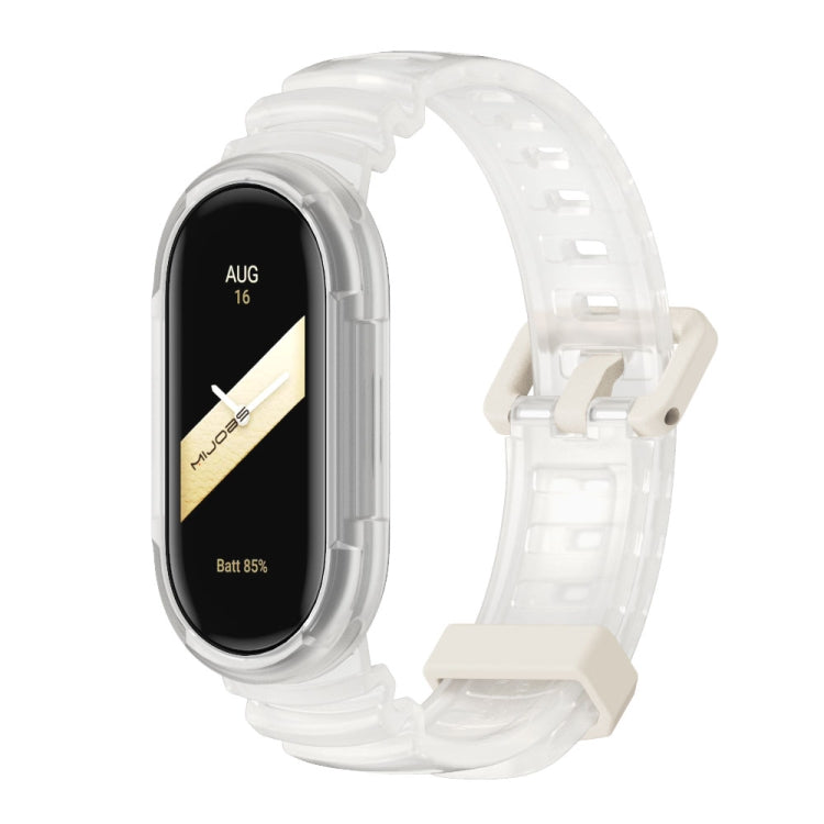 For Xiaomi Mi Band 8 MIJOBS GS Unibody Clear Color Sports Watch Band(White) - Watch Bands by MIJOBS | Online Shopping UK | buy2fix