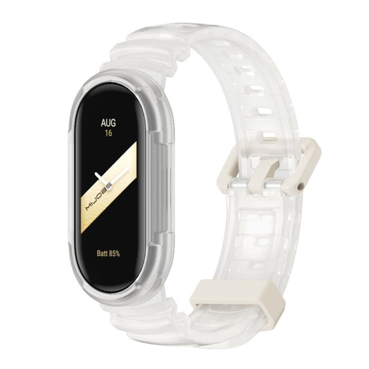For Xiaomi Mi Band 8 MIJOBS GS Unibody Clear Color Sports Watch Band(White) - Watch Bands by MIJOBS | Online Shopping UK | buy2fix