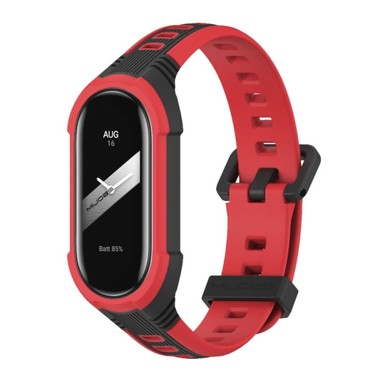 For Xiaomi Mi Band 8 MIJOBS Unibody Two Color Silicone Watch Band(Black Red) - Watch Bands by MIJOBS | Online Shopping UK | buy2fix