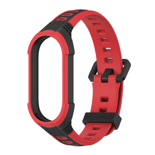 For Xiaomi Mi Band 8 MIJOBS Unibody Two Color Silicone Watch Band(Black Red) - Watch Bands by MIJOBS | Online Shopping UK | buy2fix