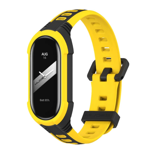 For Xiaomi Mi Band 8 MIJOBS Unibody Two Color Silicone Watch Band(Black Yellow) - Watch Bands by MIJOBS | Online Shopping UK | buy2fix