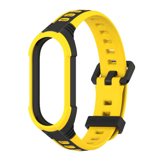 For Xiaomi Mi Band 8 MIJOBS Unibody Two Color Silicone Watch Band(Black Yellow) - Watch Bands by MIJOBS | Online Shopping UK | buy2fix