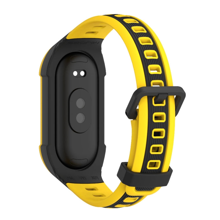 For Xiaomi Mi Band 8 MIJOBS Unibody Two Color Silicone Watch Band(Black Yellow) - Watch Bands by MIJOBS | Online Shopping UK | buy2fix