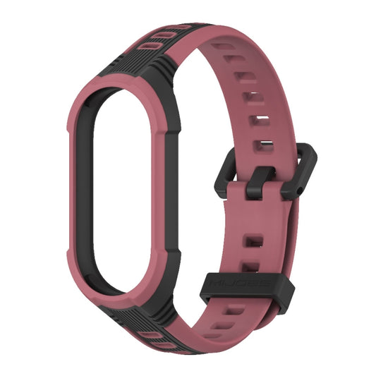 For Xiaomi Mi Band 8 MIJOBS Unibody Two Color Silicone Watch Band(Black Wine Red) - Watch Bands by MIJOBS | Online Shopping UK | buy2fix