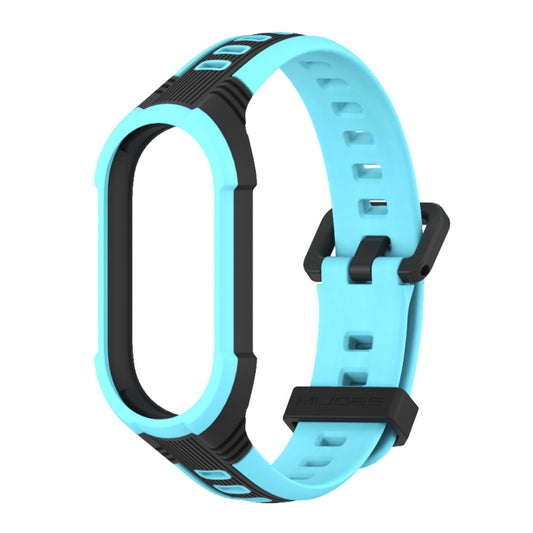 For Xiaomi Mi Band 8 MIJOBS Unibody Two Color Silicone Watch Band(Black Blue) - Watch Bands by MIJOBS | Online Shopping UK | buy2fix